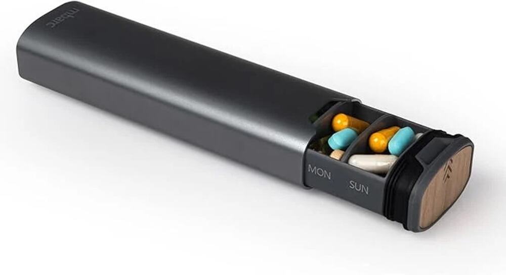 mbarc HigherHuman 7 Day Pill Organizer 2.0 Steel Grey Aluminum Wood New